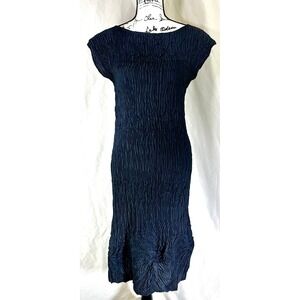 Babette San Francisco Midi Crinkle Dress Women's XS Crinkle Art to Wear Minimal